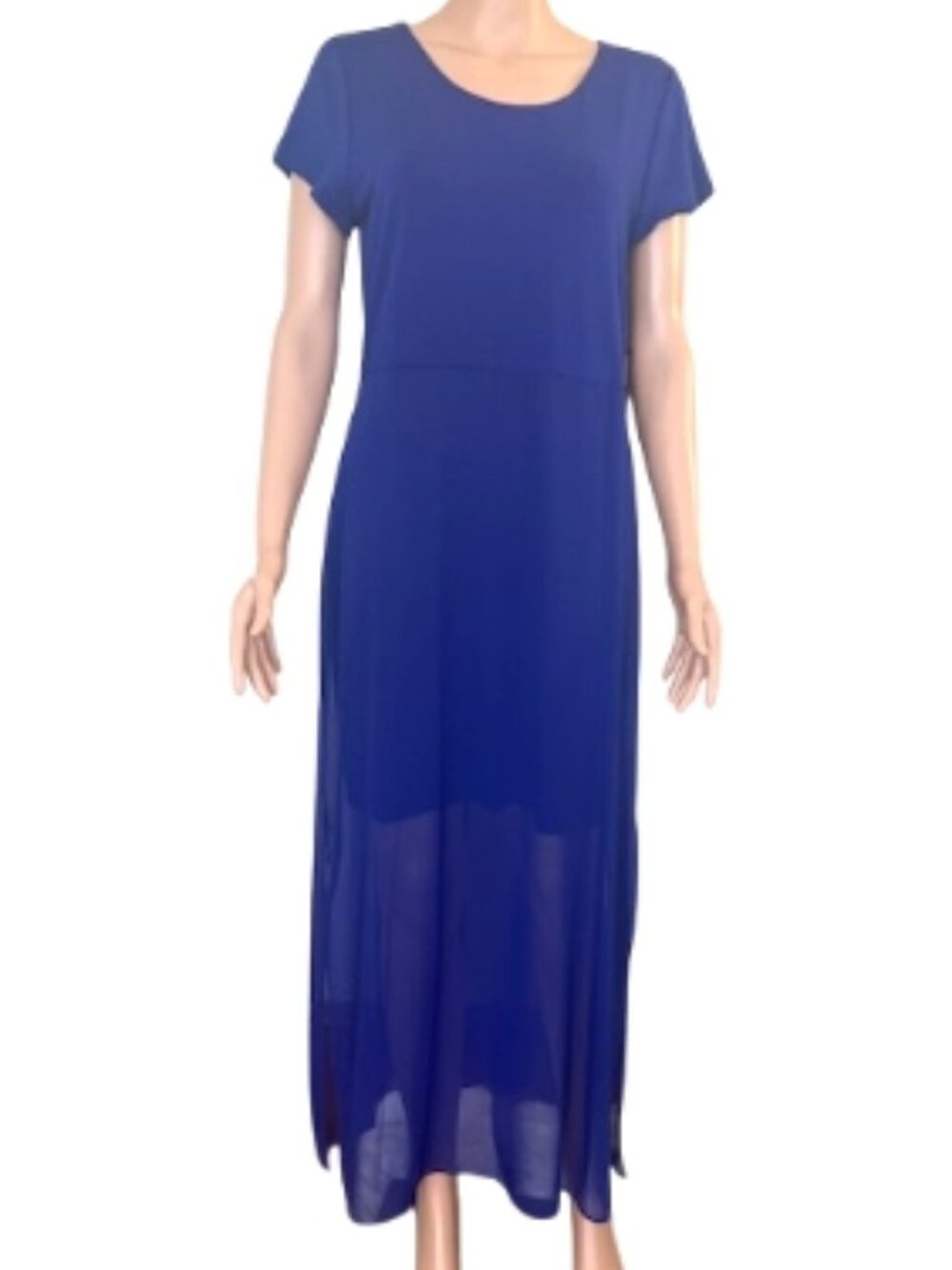 Vince Camuto Royal Blue Sheer Overlay Maxi Dress – Size Large NWT